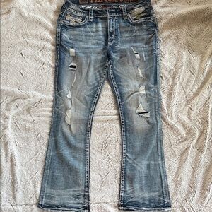 Rock Revival Light Blue Distressed Flare Jeans